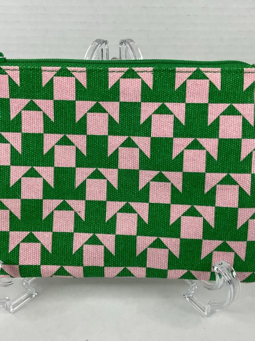 IPSY Green & Pink Geometric Makeup Bag Cosmetic Pouch New